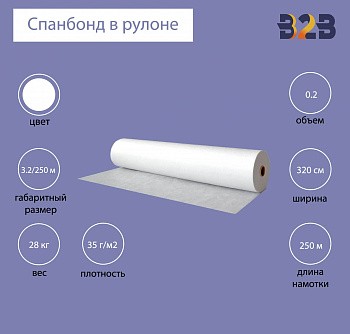 Спанбонд в рулоне (3.2x250м) белый