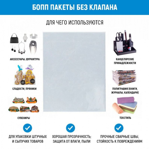 БОПП пакет без клапана 7*28см, 25мкм