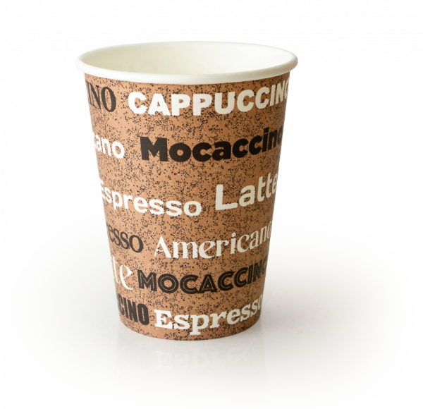 Однослойный бумажный стаканс дизайном "COFFEE" 250 мл для для чая, кофе, воды 80*56*92 мм