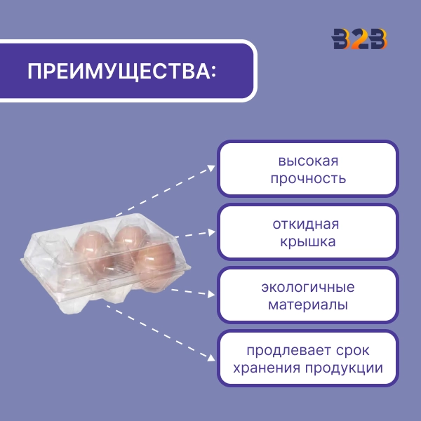 Упаковка для куриных яиц, 6 ячеек (пластик)